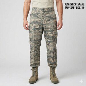 USAF ABU Camo Cargo Trousers 34R Men’s Military Pants Digital Tiger Stripe EUC